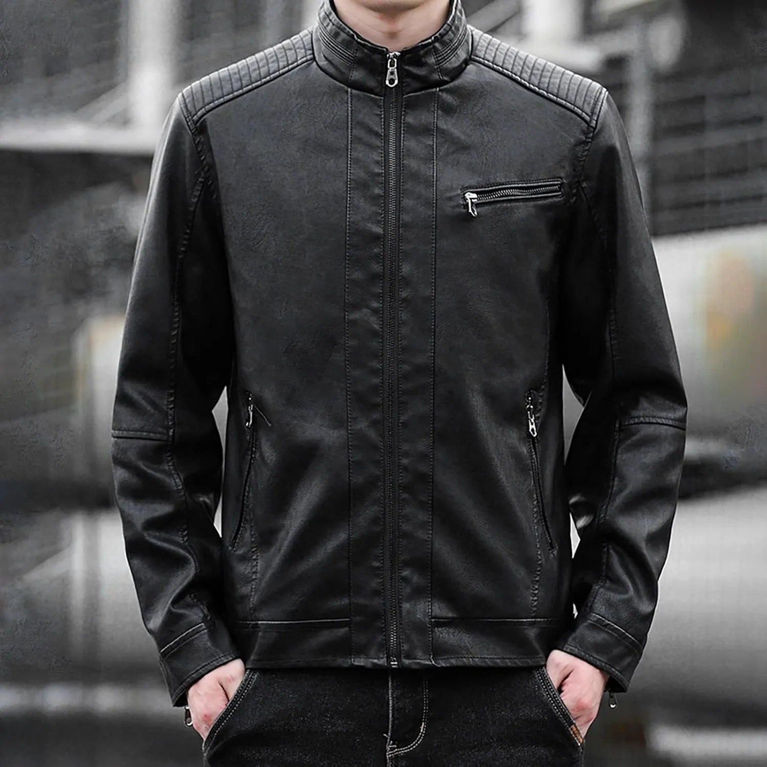 Mens Winter Jacket Casual Solid Coat Simple Sports Zipper Coat Pocket Baseball Clothes Flying Jacket Ski Jacket Men
