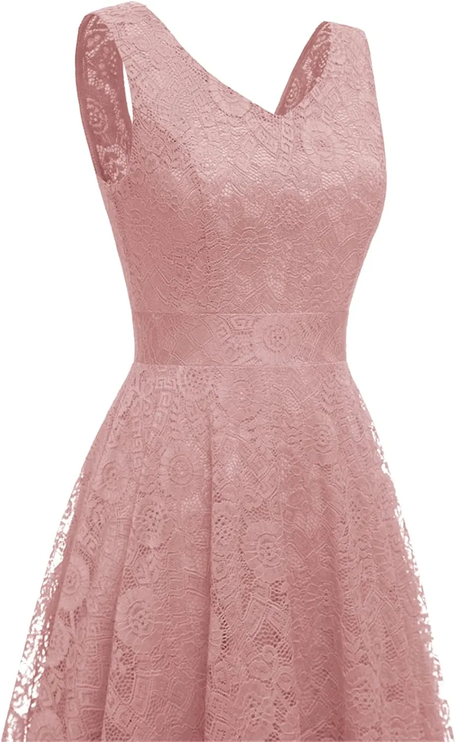 MllesReve Elegant Women Floral Lace Formal Party Dress Asymmetrical Handkerchief Dress Swing Midi Dress
