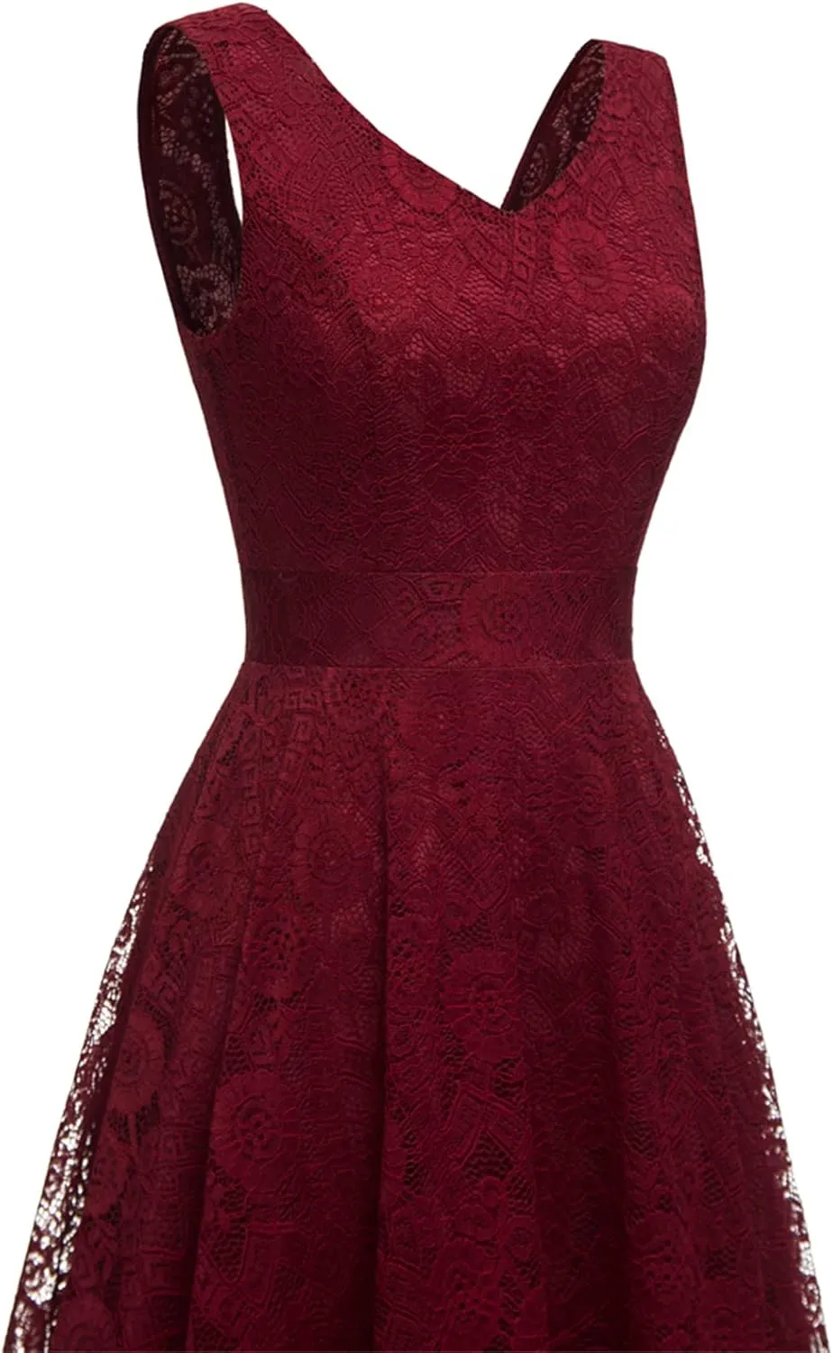 MllesReve Elegant Women Floral Lace Formal Party Dress Asymmetrical Handkerchief Dress Swing Midi Dress