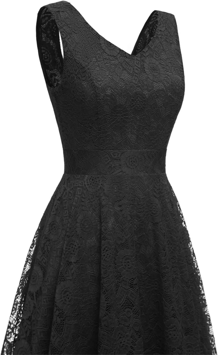 MllesReve Elegant Women Floral Lace Formal Party Dress Asymmetrical Handkerchief Dress Swing Midi Dress