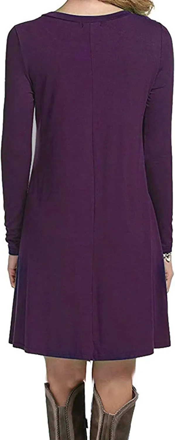 MOLERANI Women's Casual Plain Simple Long Sleeve T-Shirt Loose Dress