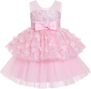 OBEEII Formal Dress Toddler Girls Pageant Dress Flower Girl Dress Wedding Elegant Bowknot Tutu Dress Birthday Communion Gown