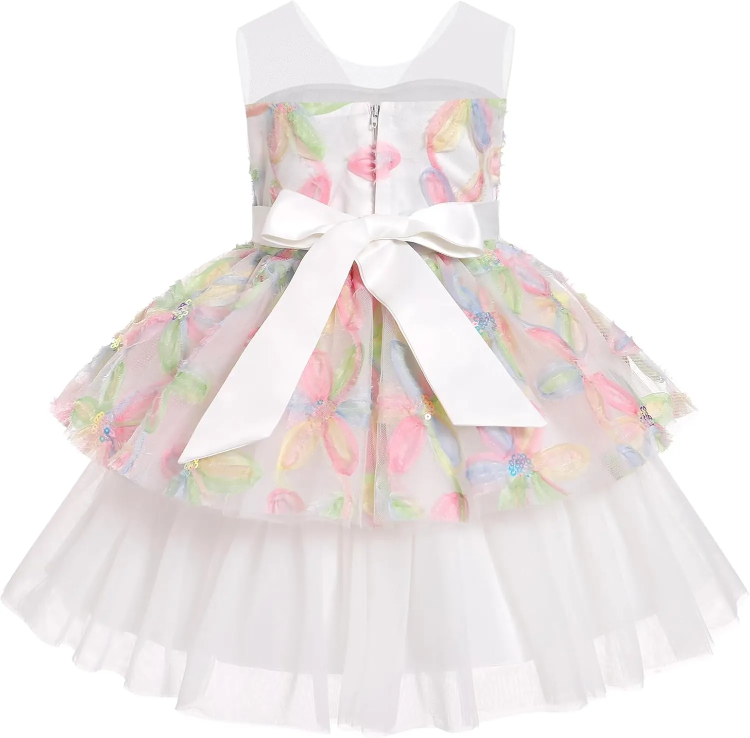 OBEEII Formal Dress Toddler Girls Pageant Dress Flower Girl Dress Wedding Elegant Bowknot Tutu Dress Birthday Communion Gown