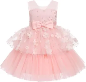 OBEEII Formal Dress Toddler Girls Pageant Dress Flower Girl Dress Wedding Elegant Bowknot Tutu Dress Birthday Communion Gown