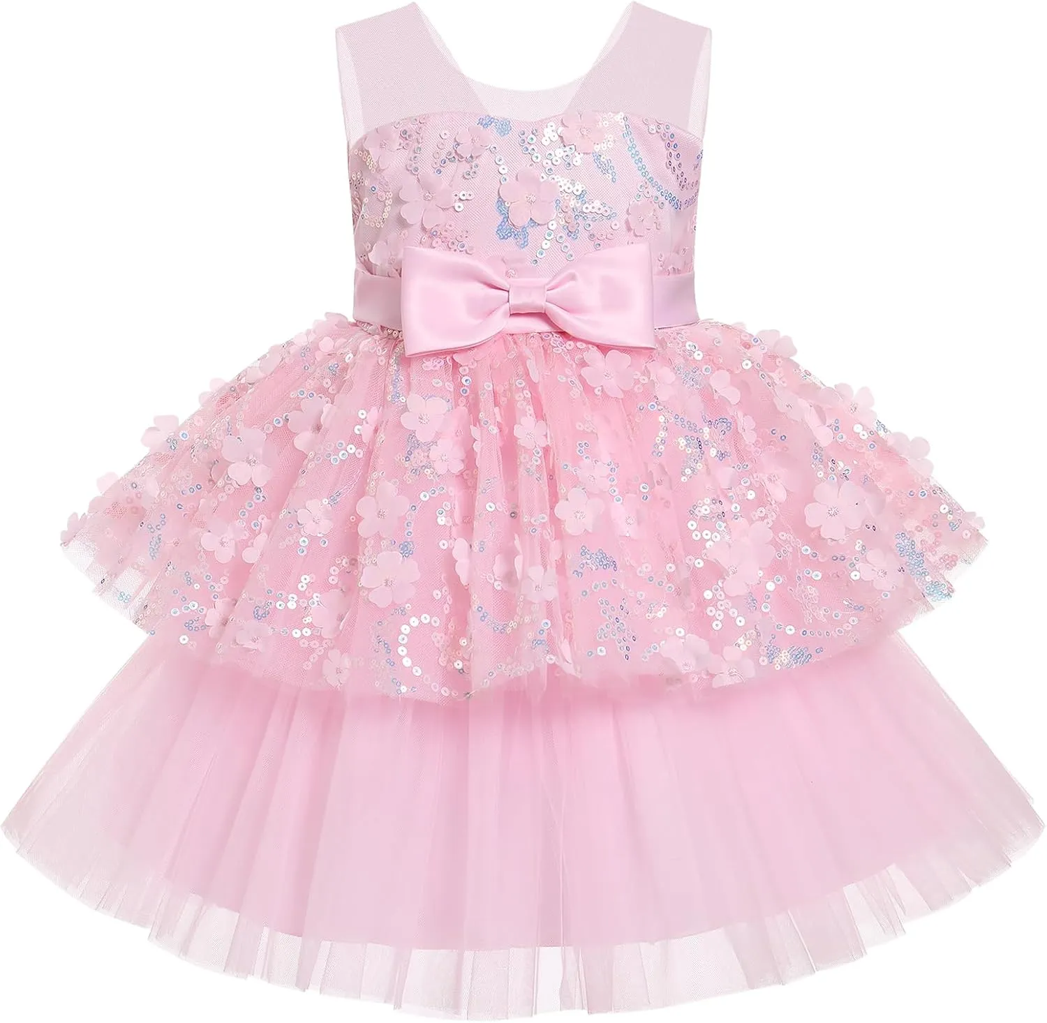 OBEEII Formal Dress Toddler Girls Pageant Dress Flower Girl Dress Wedding Elegant Bowknot Tutu Dress Birthday Communion Gown