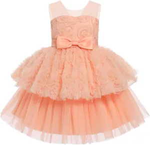 OBEEII Formal Dress Toddler Girls Pageant Dress Flower Girl Dress Wedding Elegant Bowknot Tutu Dress Birthday Communion Gown