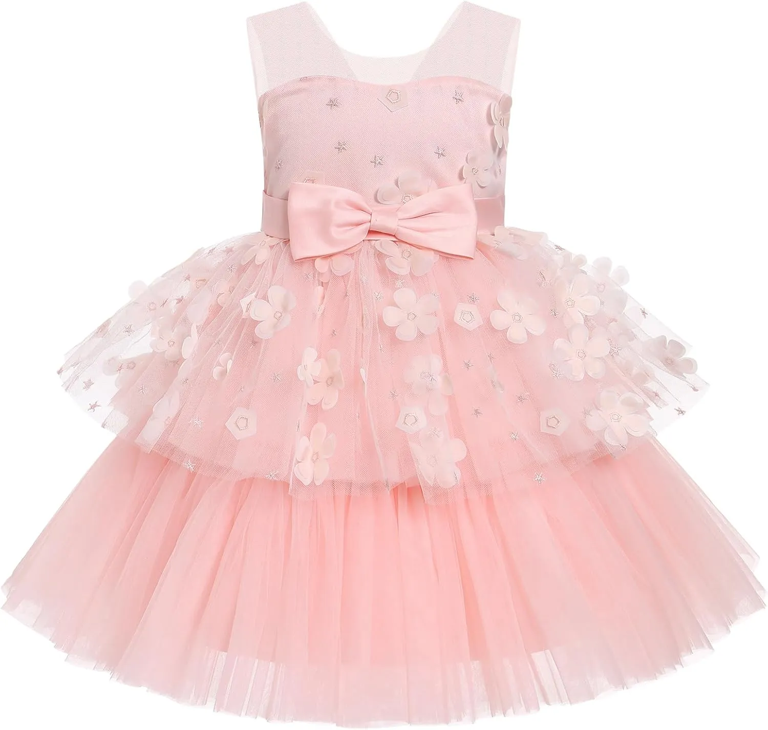 OBEEII Formal Dress Toddler Girls Pageant Dress Flower Girl Dress Wedding Elegant Bowknot Tutu Dress Birthday Communion Gown