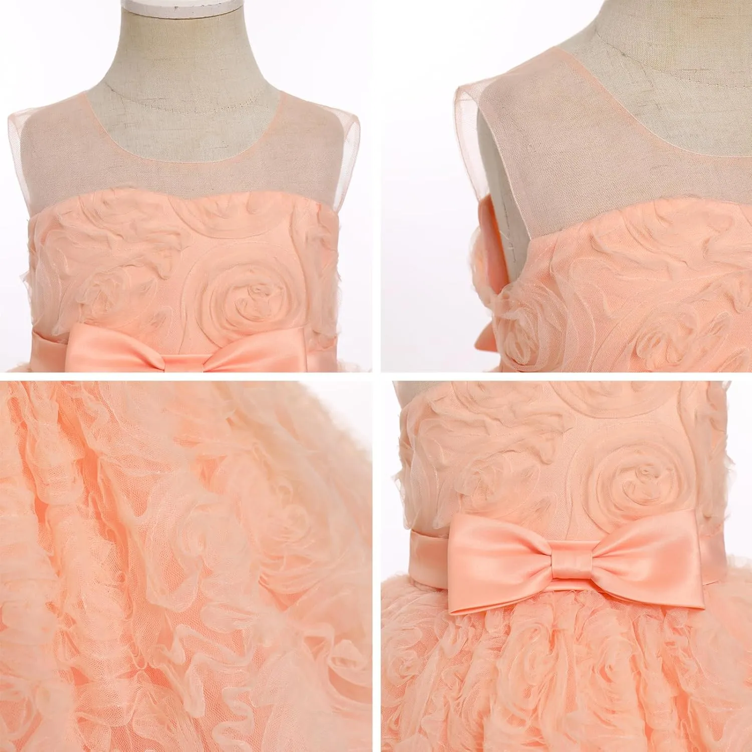 OBEEII Formal Dress Toddler Girls Pageant Dress Flower Girl Dress Wedding Elegant Bowknot Tutu Dress Birthday Communion Gown
