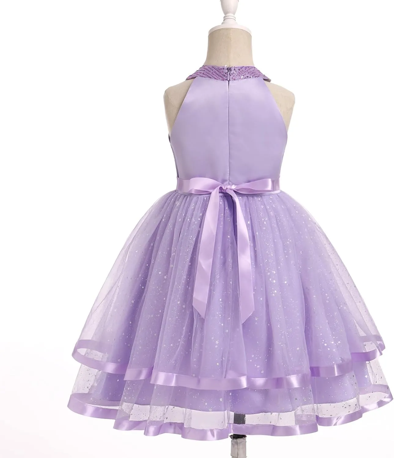 OBEEII Toddler Girls Pageant Dress Princess Sequin Tulle Tutu Dress Birthday Party Photoshoot Dress Glitter Flower Girl Dress