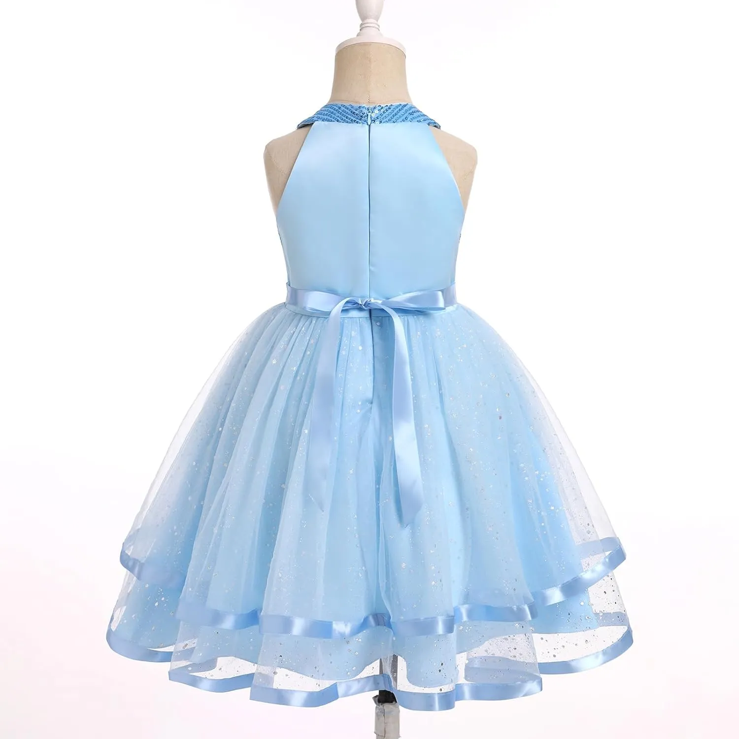 OBEEII Toddler Girls Pageant Dress Princess Sequin Tulle Tutu Dress Birthday Party Photoshoot Dress Glitter Flower Girl Dress