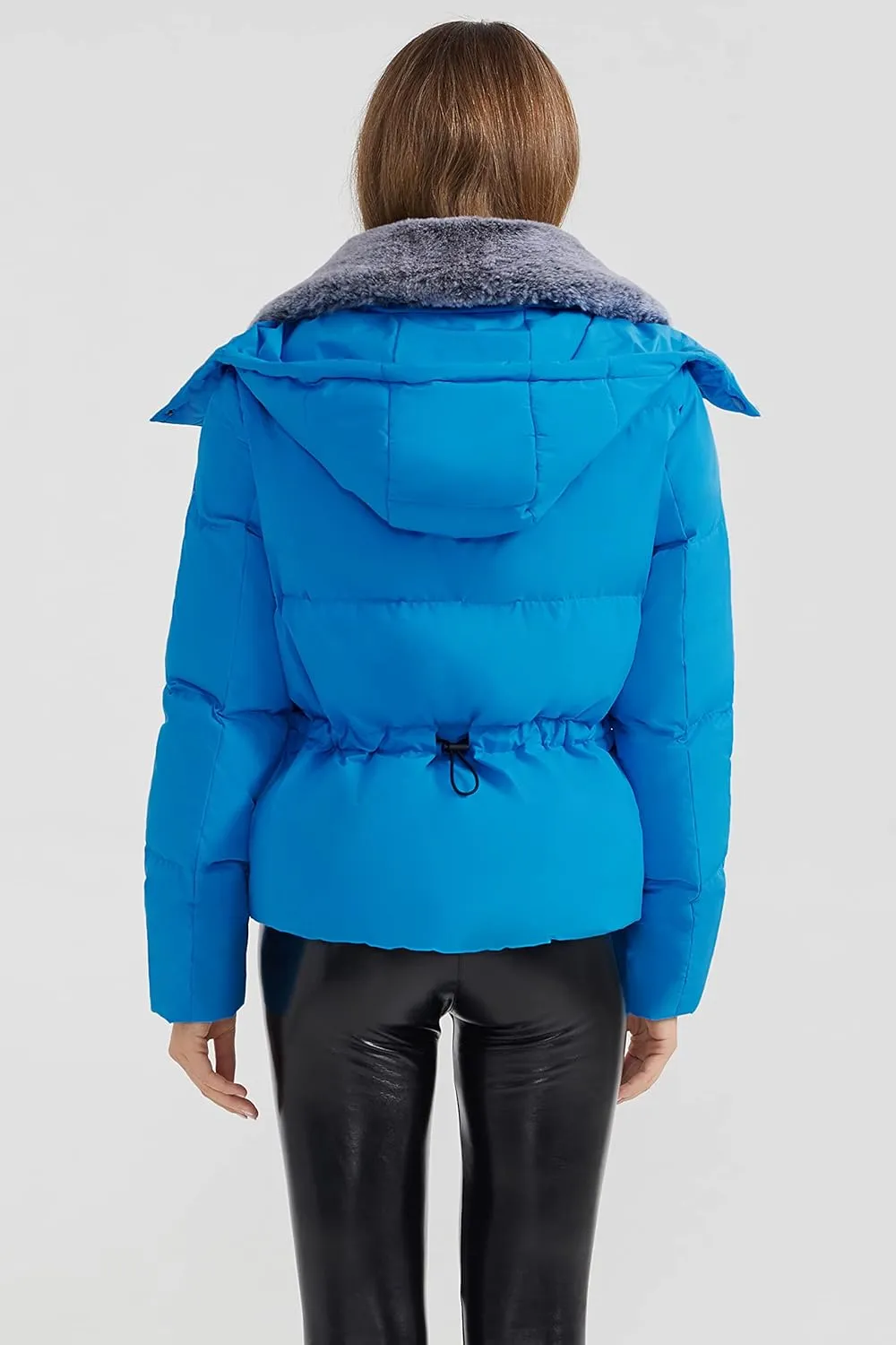 Orolay Women's Puffer Down Jacket Cropped Winter Down Coat with Detachable Faux Fur Collar