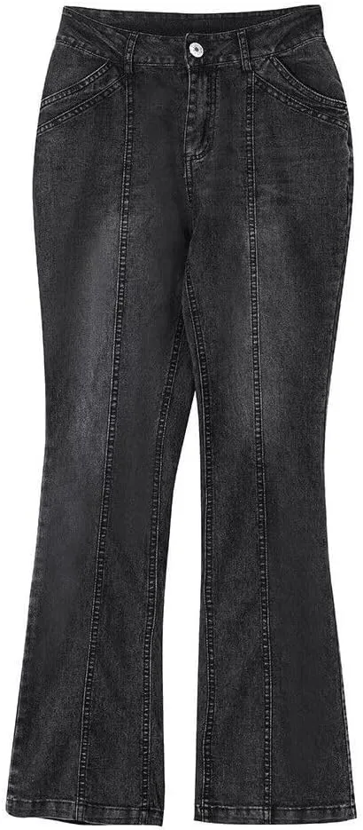 Patchwork Bell Bottom Jeans for Women High Waisted Flare Jeans Classic Wide Leg Denim Pants Stretch Bootcut Jeans