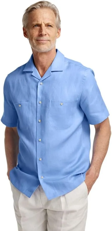 Paul Fredrick Men's Classic Fit Linen Solid Casual Shirt