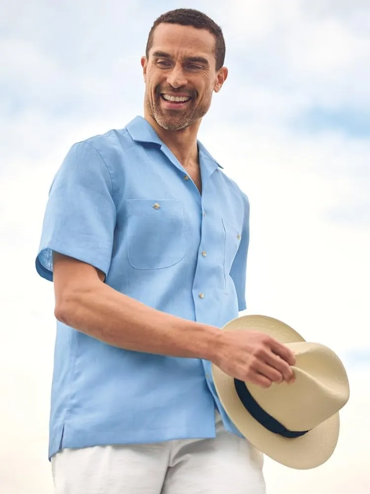 Paul Fredrick Men's Classic Fit Linen Solid Casual Shirt