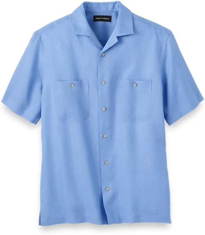 Paul Fredrick Men's Classic Fit Linen Solid Casual Shirt