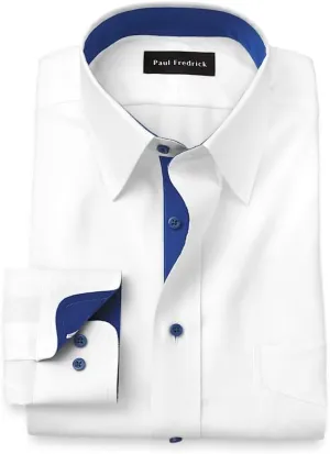 Paul Fredrick Men's Slim Fit Comfort Stretch Non-Iron Solid Dress Shirt