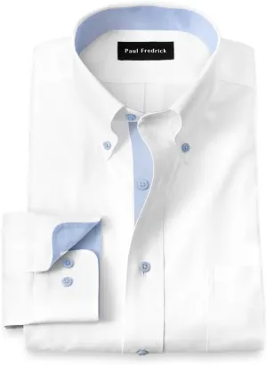 Paul Fredrick Men's Slim Fit Comfort Stretch Non-Iron Solid Dress Shirt