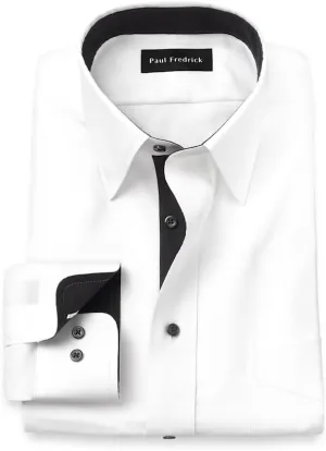 Paul Fredrick Men's Slim Fit Comfort Stretch Non-Iron Solid Dress Shirt