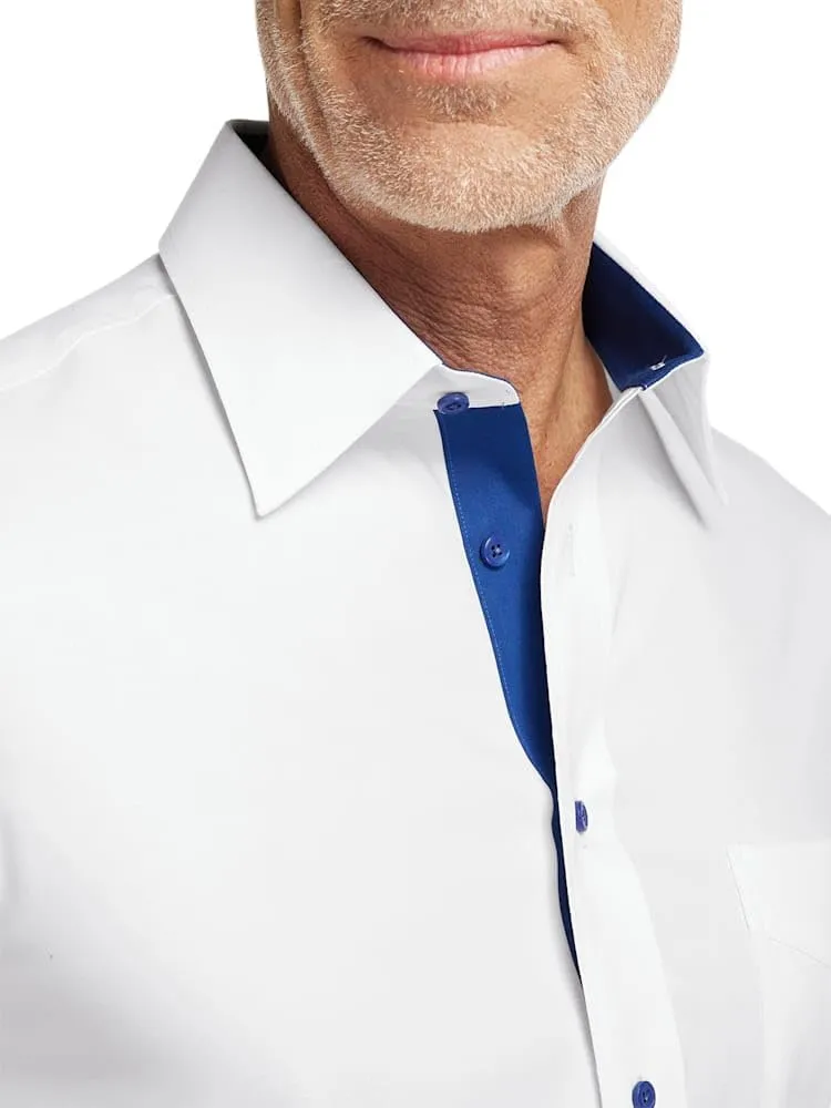 Paul Fredrick Men's Slim Fit Comfort Stretch Non-Iron Solid Dress Shirt