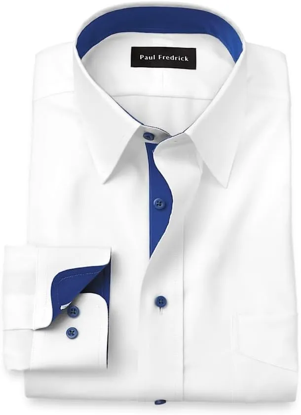 Paul Fredrick Men's Slim Fit Comfort Stretch Non-Iron Solid Dress Shirt