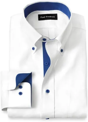 Paul Fredrick Men's Slim Fit Comfort Stretch Non-Iron Solid Dress Shirt
