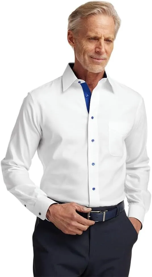 Paul Fredrick Men's Slim Fit Comfort Stretch Non-Iron Solid Dress Shirt