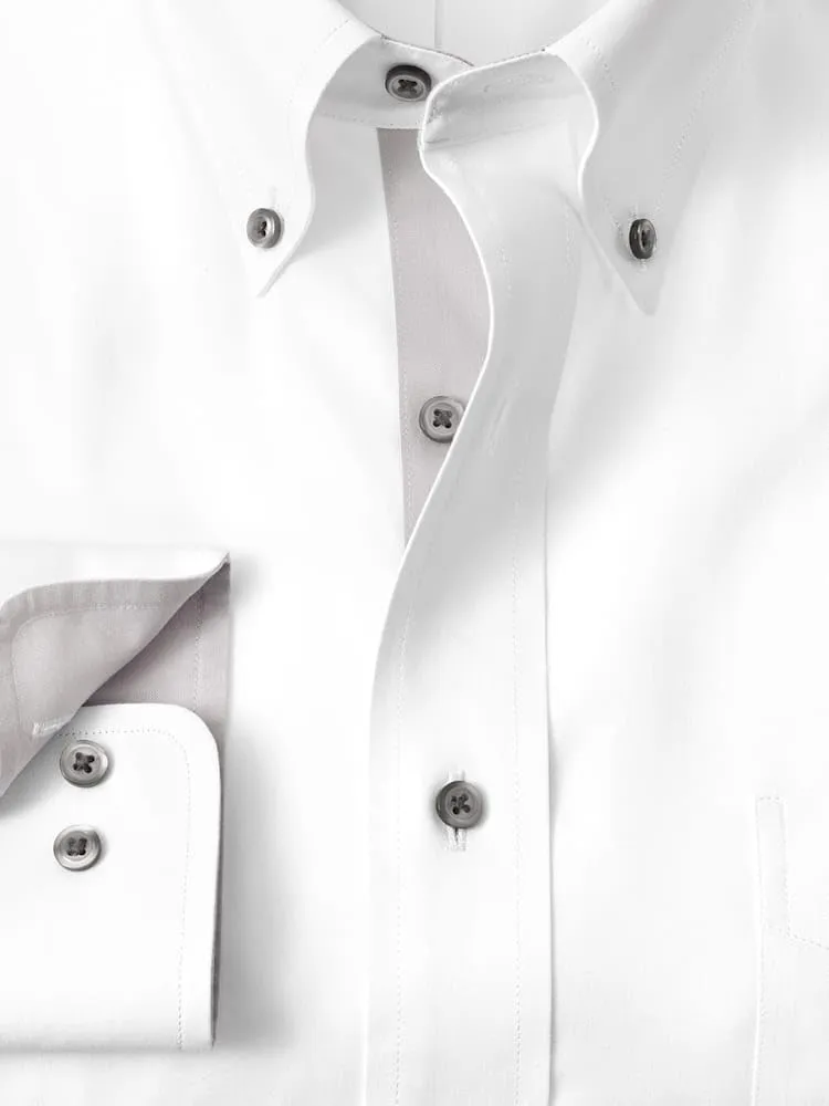 Paul Fredrick Men's Slim Fit Comfort Stretch Non-Iron Solid Dress Shirt