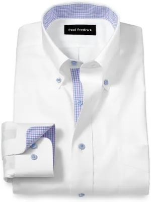 Paul Fredrick Men's Slim Fit Comfort Stretch Non-Iron Solid Dress Shirt