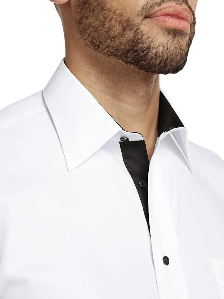 Paul Fredrick Men's Slim Fit Comfort Stretch Non-Iron Solid Dress Shirt