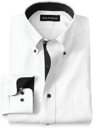 Paul Fredrick Men's Slim Fit Comfort Stretch Non-Iron Solid Dress Shirt