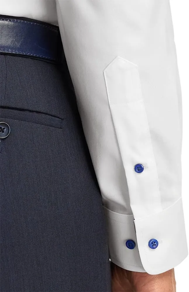 Paul Fredrick Men's Slim Fit Comfort Stretch Non-Iron Solid Dress Shirt