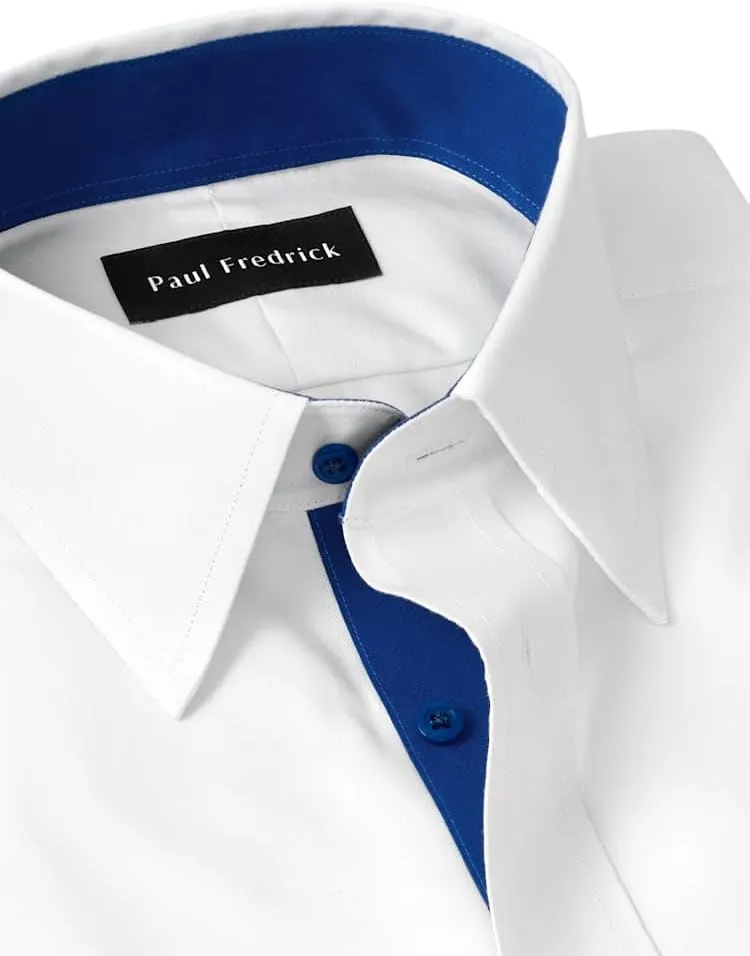 Paul Fredrick Men's Slim Fit Comfort Stretch Non-Iron Solid Dress Shirt