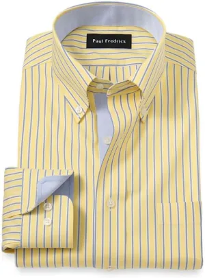 Paul Fredrick Men's Slim Fit Comfort Stretch Non-Iron Stripe Dress Shirt