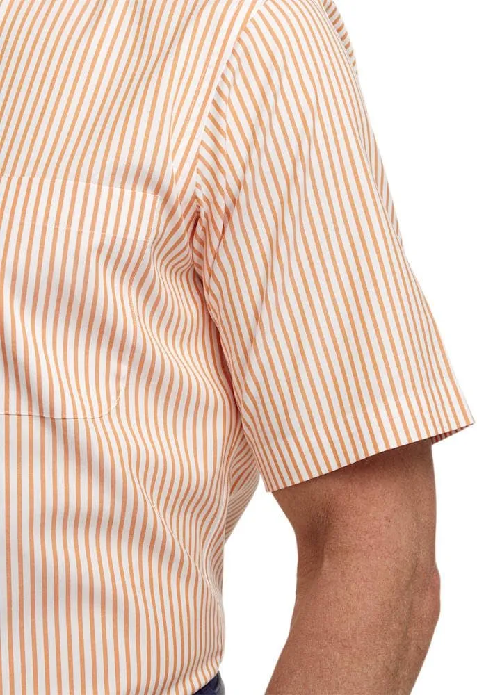 Paul Fredrick Men's Slim Fit Comfort Stretch Non-Iron Stripe Dress Shirt