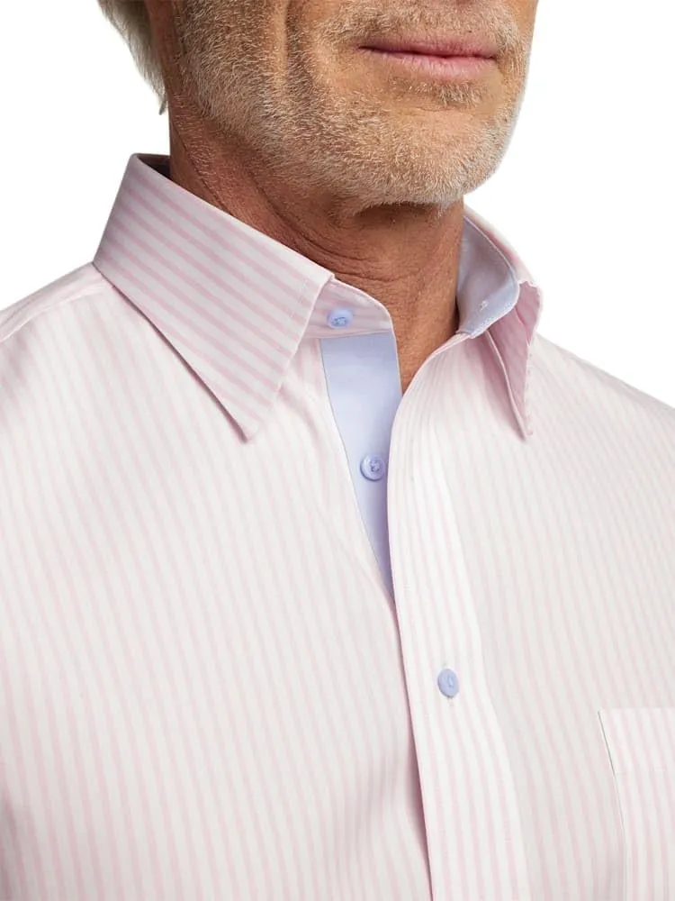 Paul Fredrick Men's Slim Fit Comfort Stretch Non-Iron Stripe Dress Shirt