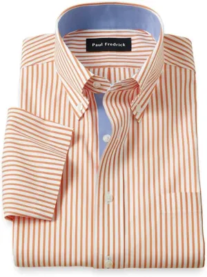 Paul Fredrick Men's Slim Fit Comfort Stretch Non-Iron Stripe Dress Shirt