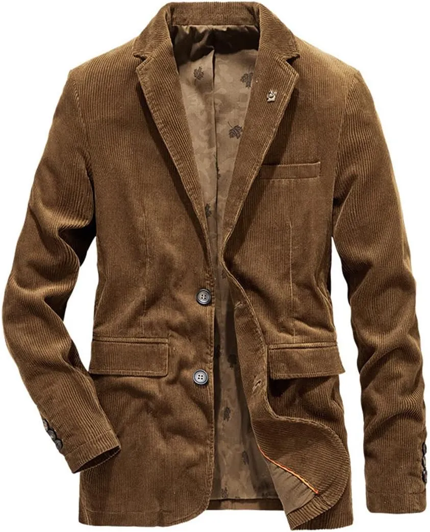Pegsmio Business Blazer Men Spring Autumn Corduroy Casual Cotton Jacket Slim Fit Suit