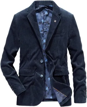 Pegsmio Business Blazer Men Spring Autumn Corduroy Casual Cotton Jacket Slim Fit Suit