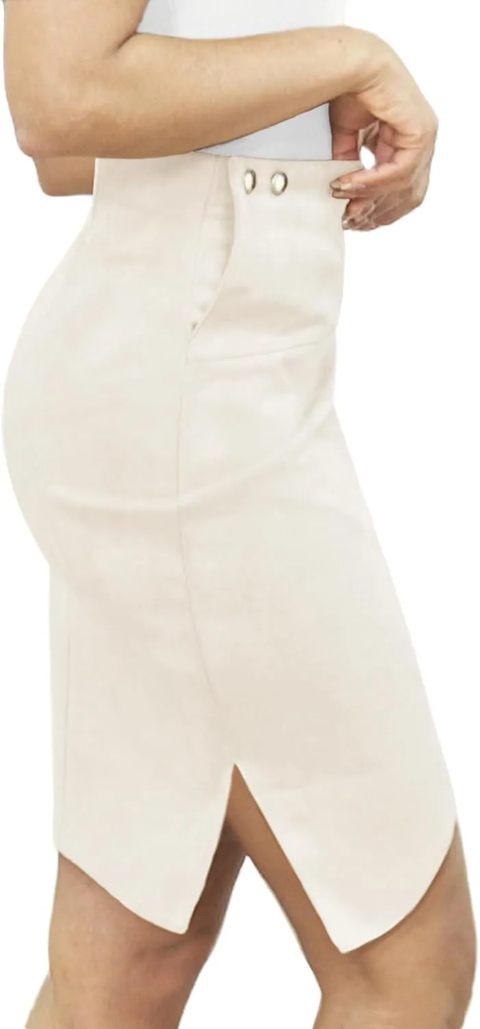 Pencil Skirt for Women with Slit Tummy Control High Waist Wrap Suede Skirt Office Work Skirt with Pocket