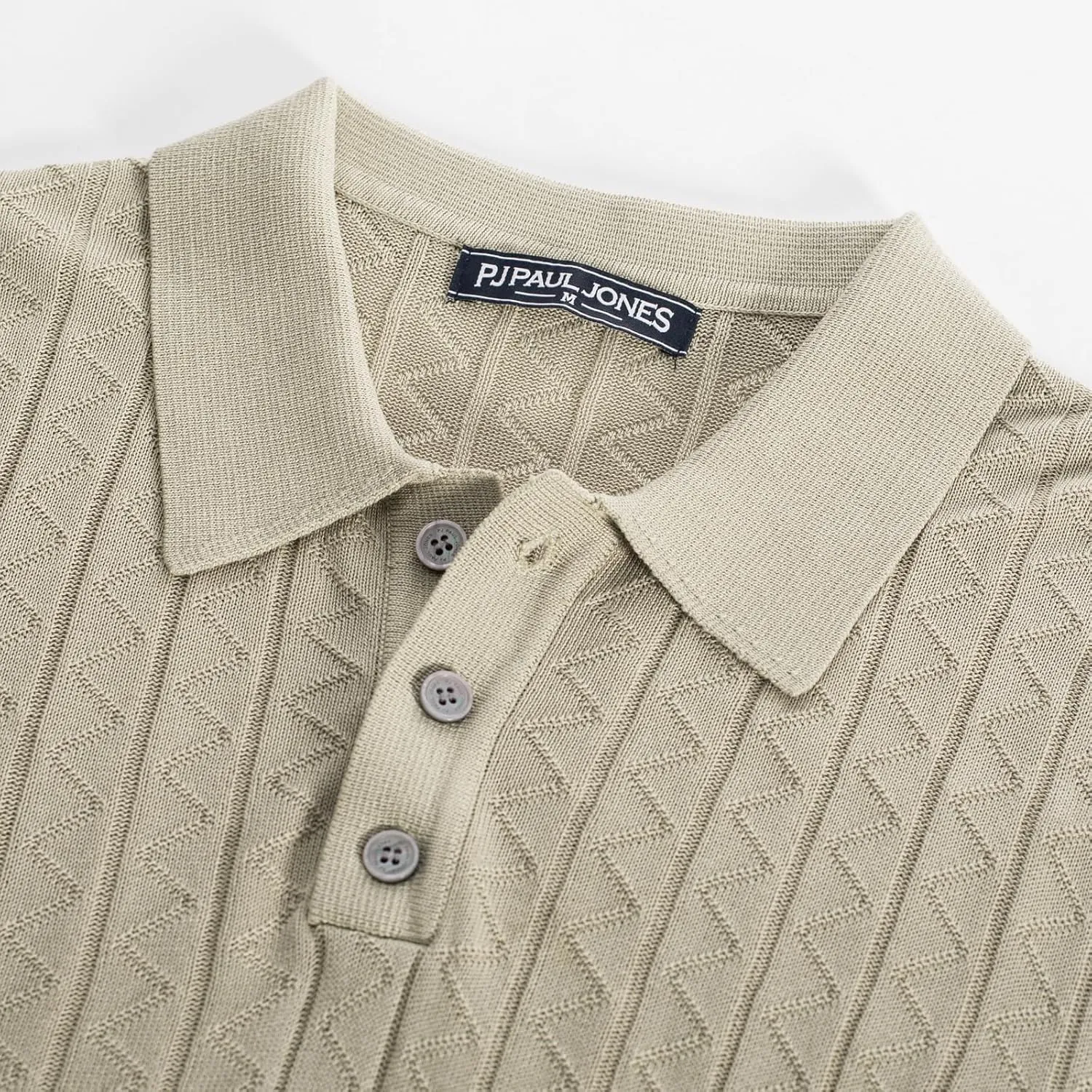 PJ PAUL JONES Mens Knitted Polo Shirts Short Sleeve Textured Pullover Golf Polo T Shirts