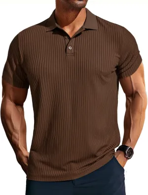 PJ PAUL JONES Mens Texture Polo Shirts Casual Wrinkle Free Elasticity Short Sleeve Knit Golf Shirt Tops