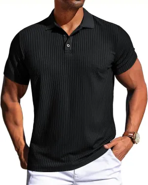 PJ PAUL JONES Mens Texture Polo Shirts Casual Wrinkle Free Elasticity Short Sleeve Knit Golf Shirt Tops
