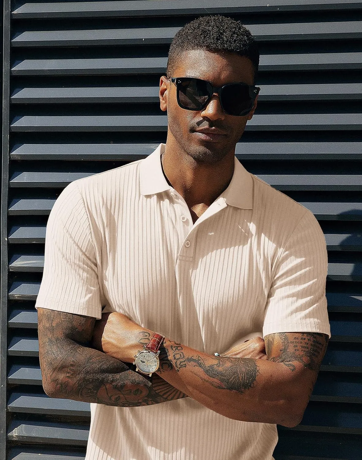 PJ PAUL JONES Mens Texture Polo Shirts Casual Wrinkle Free Elasticity Short Sleeve Knit Golf Shirt Tops