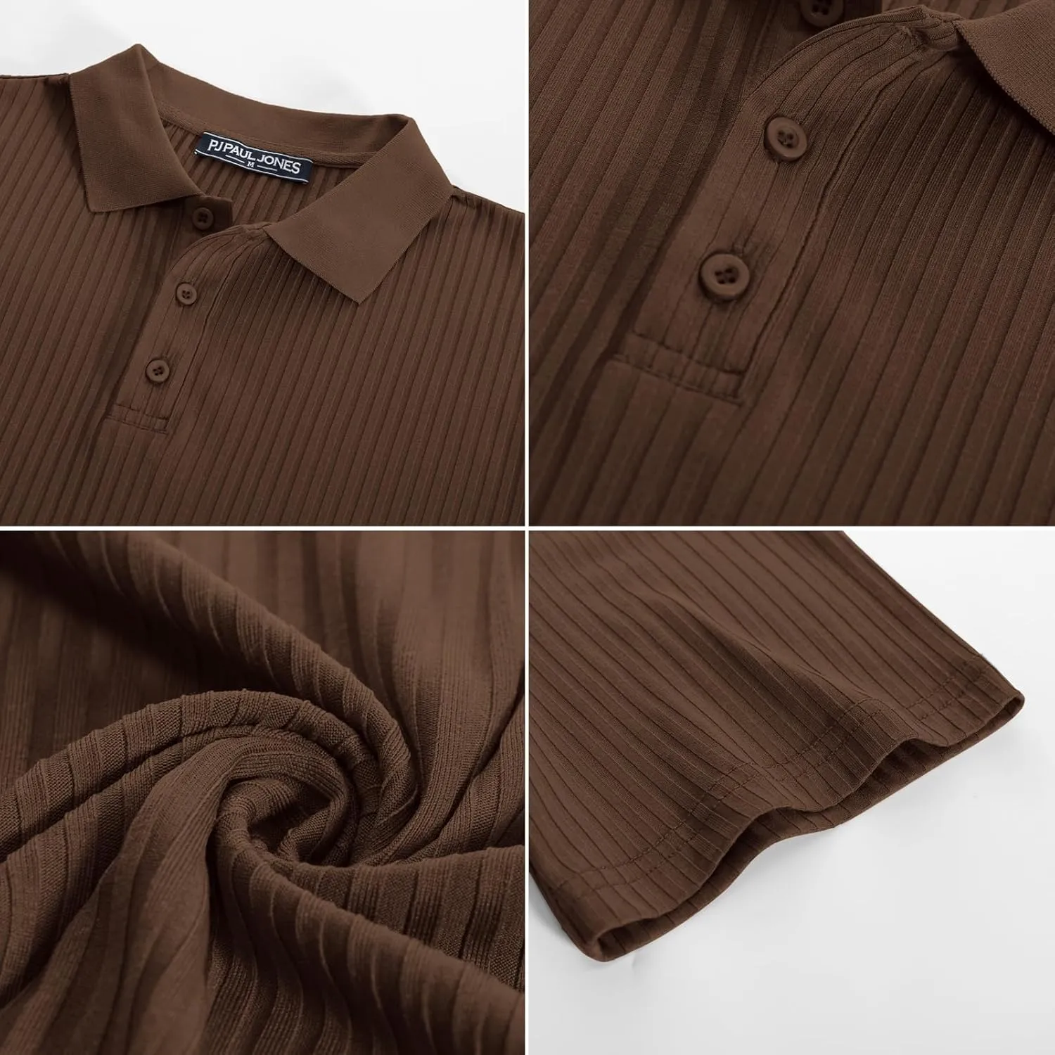 PJ PAUL JONES Mens Texture Polo Shirts Casual Wrinkle Free Elasticity Short Sleeve Knit Golf Shirt Tops