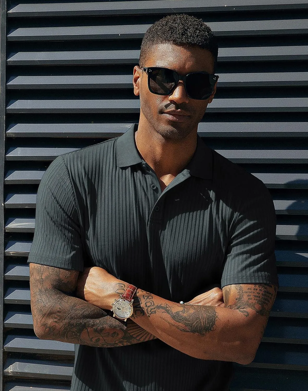 PJ PAUL JONES Mens Texture Polo Shirts Casual Wrinkle Free Elasticity Short Sleeve Knit Golf Shirt Tops