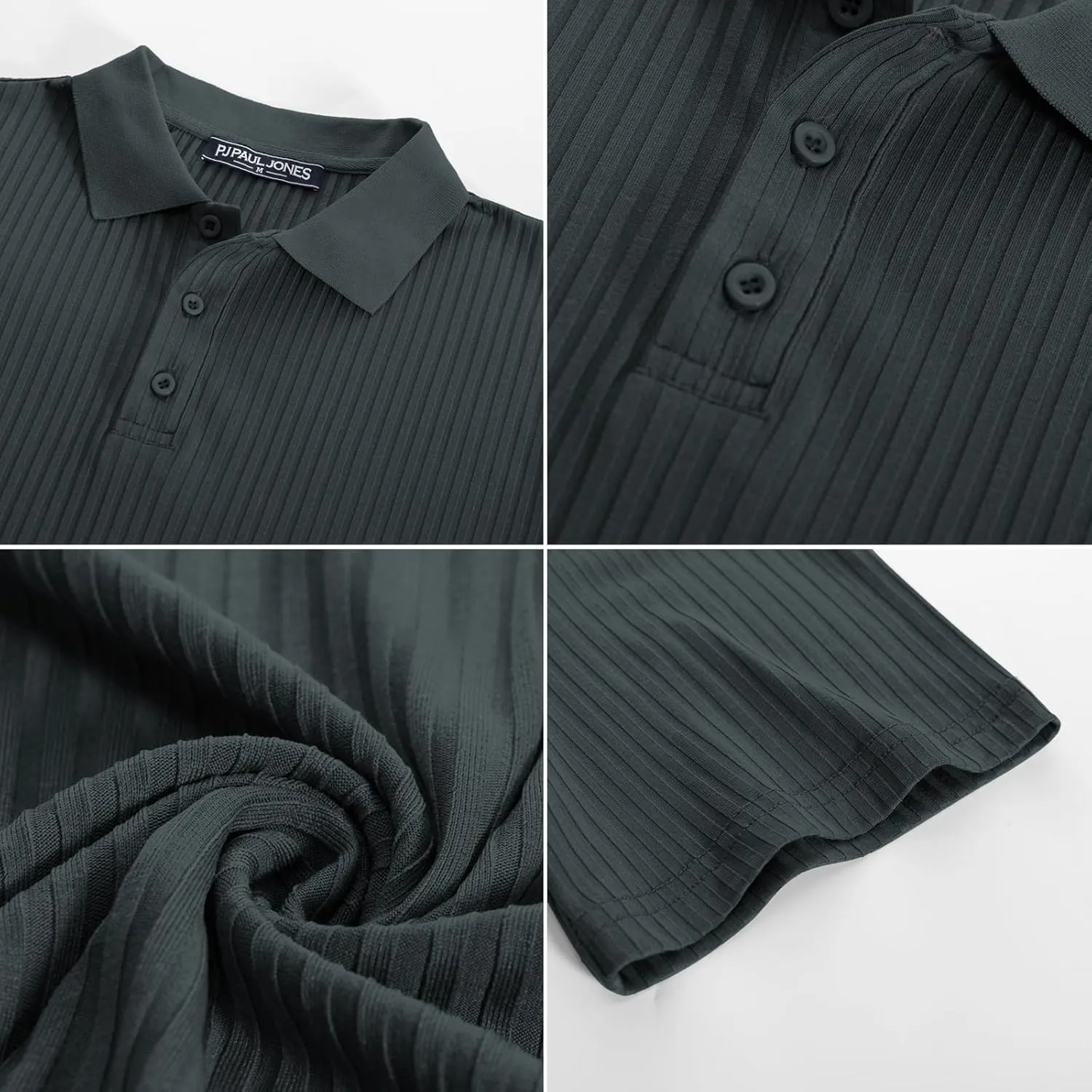 PJ PAUL JONES Mens Texture Polo Shirts Casual Wrinkle Free Elasticity Short Sleeve Knit Golf Shirt Tops