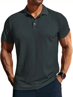 PJ PAUL JONES Mens Texture Polo Shirts Casual Wrinkle Free Elasticity Short Sleeve Knit Golf Shirt Tops