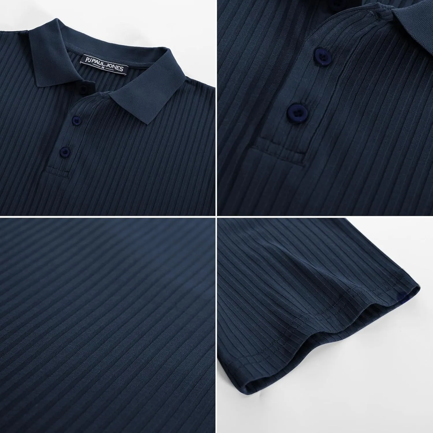 PJ PAUL JONES Mens Texture Polo Shirts Casual Wrinkle Free Elasticity Short Sleeve Knit Golf Shirt Tops