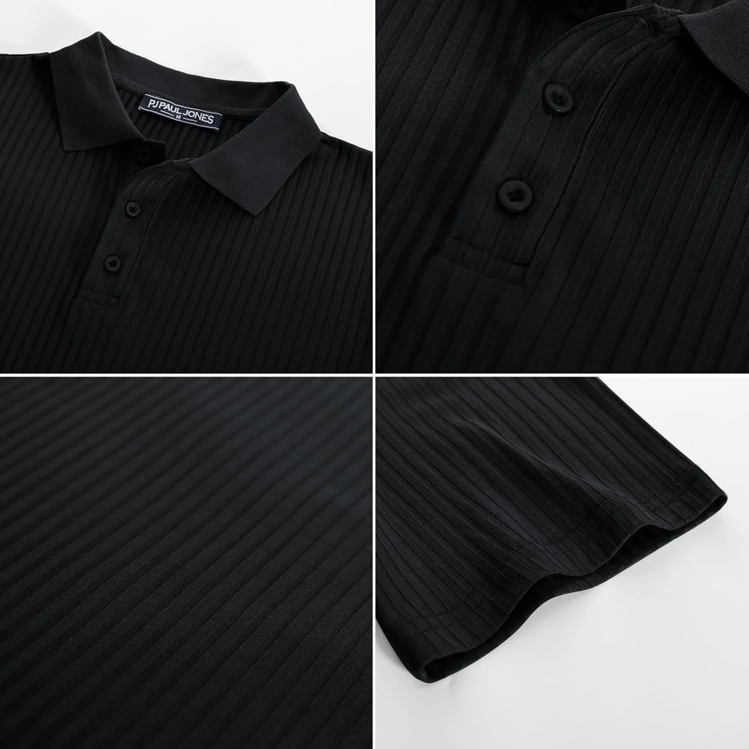 PJ PAUL JONES Mens Texture Polo Shirts Casual Wrinkle Free Elasticity Short Sleeve Knit Golf Shirt Tops