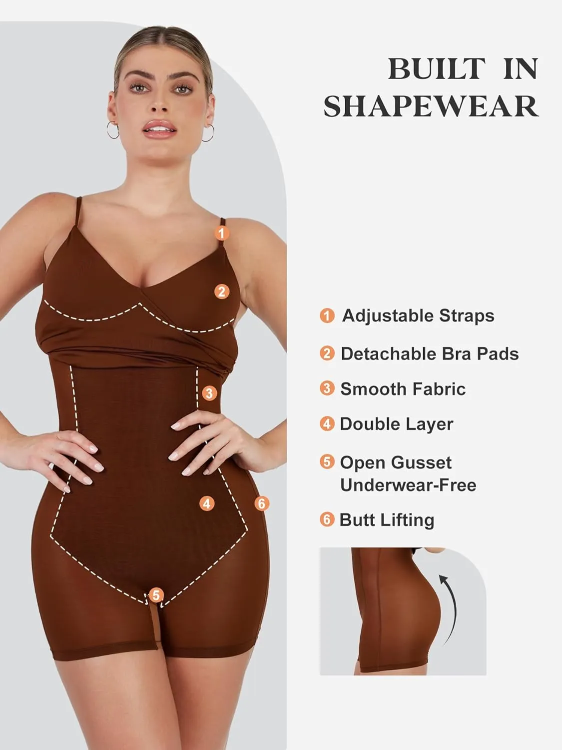 Popilush Little Black Midi Dress Spaghetti Strap Slit Cocktail Dress with Built in Shapewear